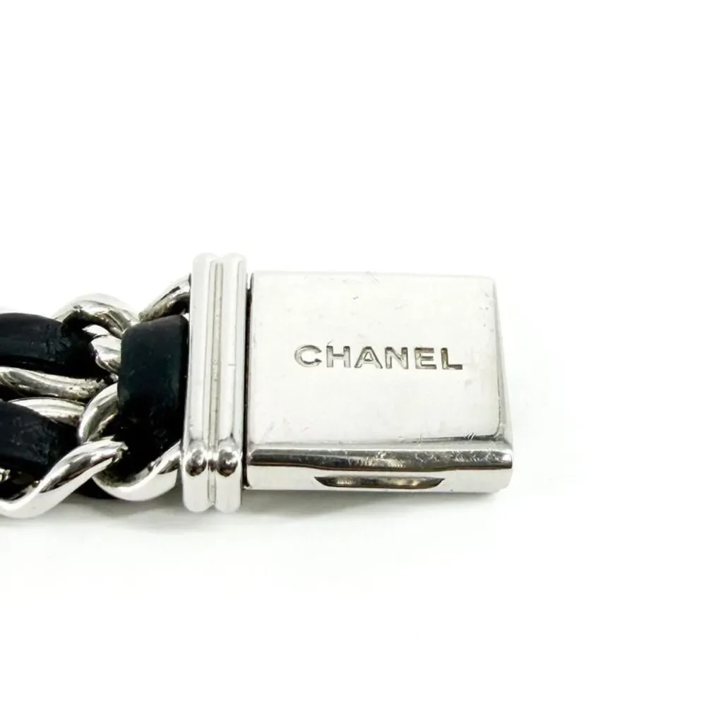 Chanel Première Steel Black Leather Chain Watch